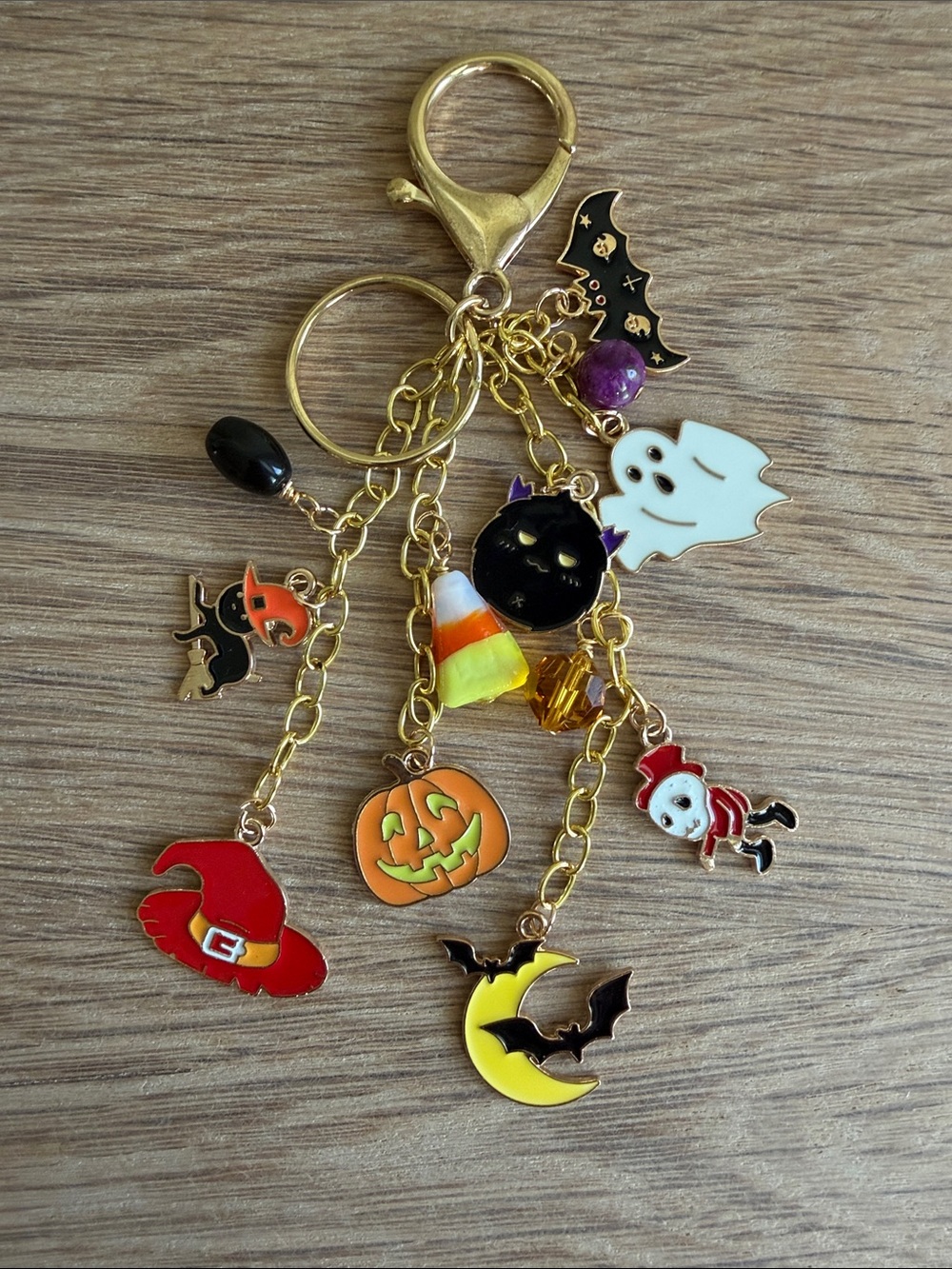 HAND CRAFTED HALLOWEEN CHARM KEYCHAIN & BAG CLIP Spooky Enamel Purse Charm - Picture 4 of 6